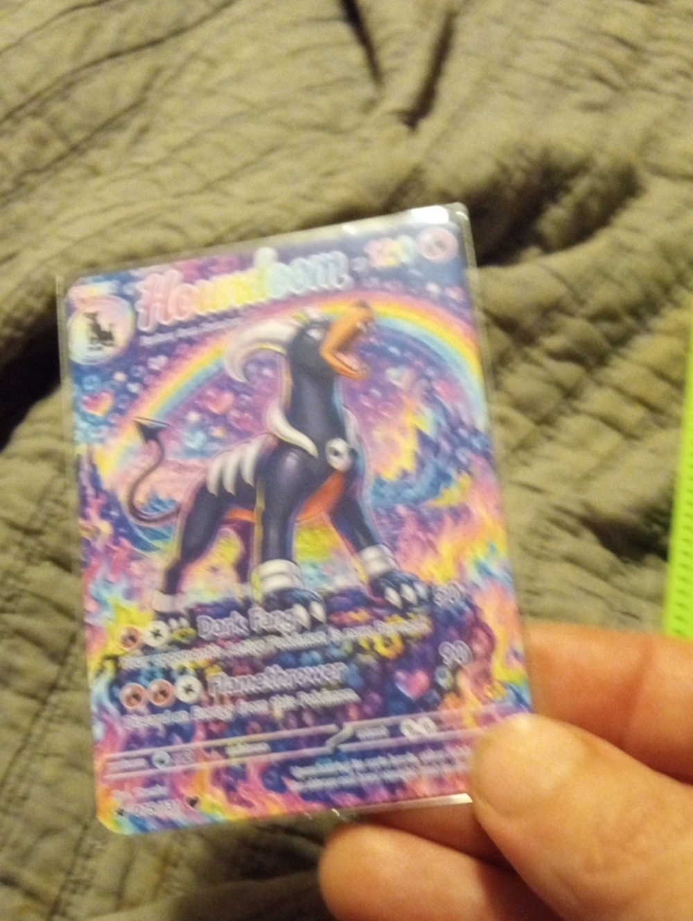 Pokemon Rainbow Holo Card with Purple and Pink Accents